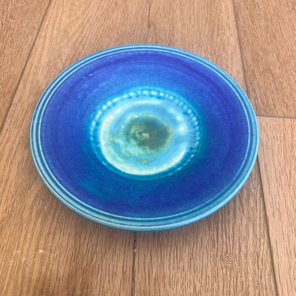 Kalipso Santorini Greek Pottery Blue Glazed Handmade Ceramic Plate 7.5 in. - Picture 4 of 11